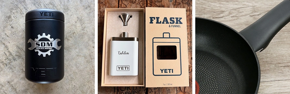 The RF CO2 laser marking machine can mark or etch various metal coatings, such as thermos cups, electronic products, non-stick pans The RF CO2 laser marking machine can mark or etch various metal coatings, such as thermos cups, electronic products, non-stick pans