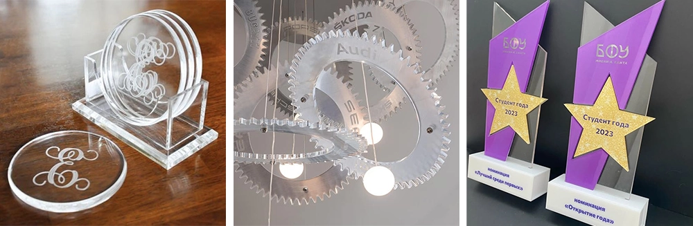 The RF CO2 laser marking machine can cut or mark on acrylic, PVC, PVB and other polymer plastics The RF CO2 laser marking machine can cut or mark on acrylic, PVC, PVB and other polymer plastics