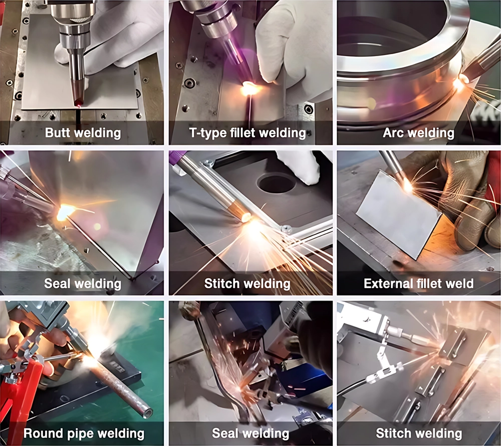 The 3-in-1 laser welding machine supports a variety of welding processes, including butt welding, T-type fillet welding, arc welding, seal welding, stitch welding, external fillet weld, round pipe welding, seal welding, etc. The 3-in-1 laser welding machine supports a variety of welding processes, including butt welding, T-type fillet welding, arc welding, seal welding, stitch welding, external fillet weld, round pipe welding, seal welding, etc.