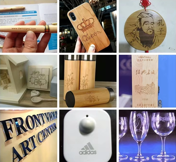 CO2 laser cutting machine produces various handicrafts, mobile phone cases, pens, wooden signs, etc. CO2 laser cutting machine produces various handicrafts, mobile phone cases, pens, wooden signs, etc.