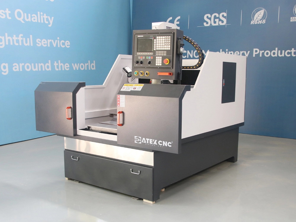 CNC metal milling machine with the protective door opened CNC metal milling machine with the protective door opened