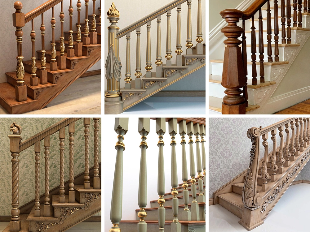 Various types of stair columns, Roman columns