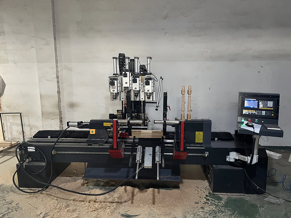 The Spanish customer utilizing 7-in-1 CNC wood lathe for precision woodworking applications