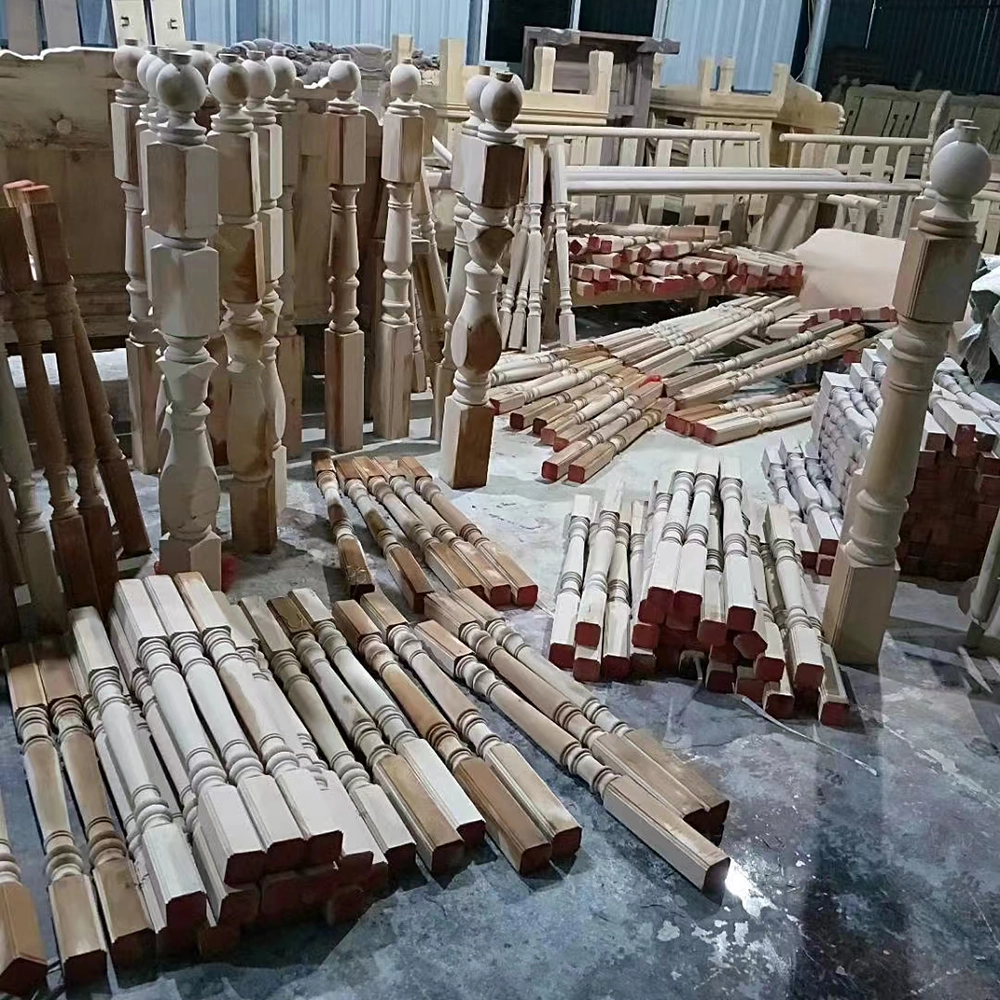 The Chilean customer used a four-axis linkage CNC wood lathe to process stair columns