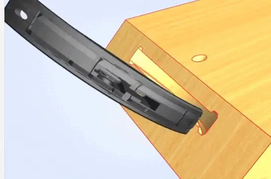 Install the Lamello connector into the slot Install the Lamello connector into the slot