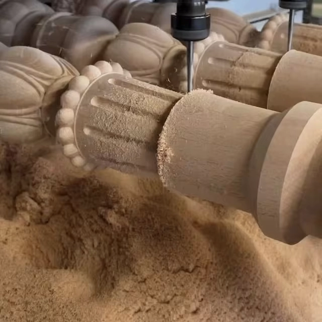 The Malaysian customers used a 10-station CNC 3D router machine to process stair newels