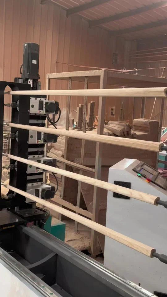 The UK customer is using a 4-station CNC pool cue lathe