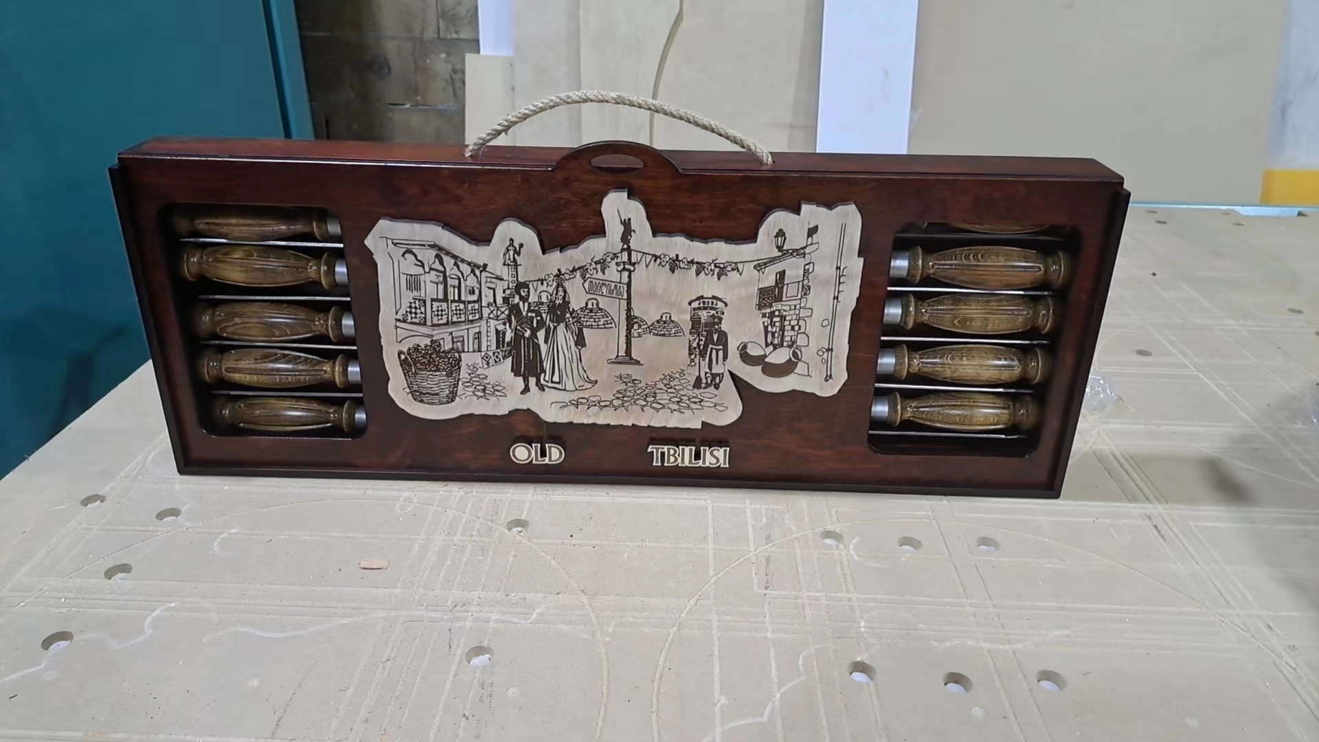 Georgian customers purchased 0615 CNC wood lathe to process barbecue skewer handles