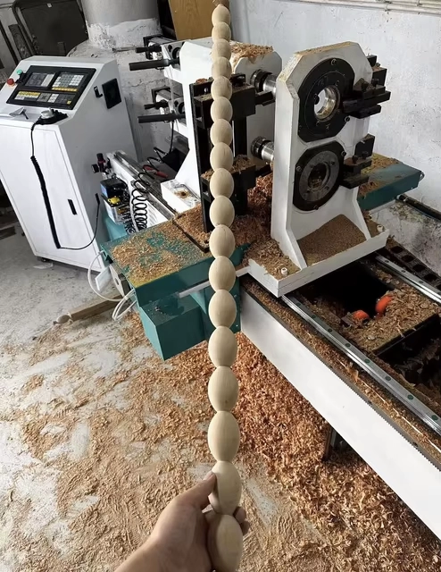 The Australian customers used 2-station CNC wood lathe to process stair balusters