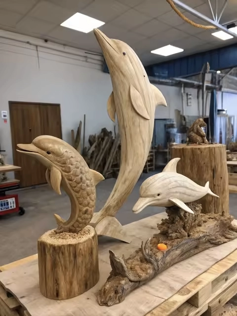 The Canadian customers used five-axis CNC router machines to process animal wooden sculptures