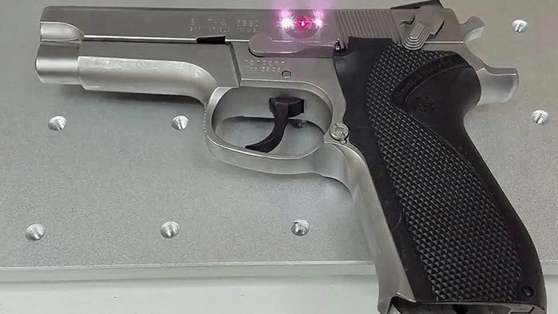 The American customers are using fiber laser marking machines to mark guns