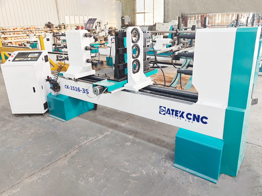 3-Station CNC Woodworking Lathe with Turning and Engraving 3-Station CNC Woodworking Lathe with Turning and Engraving