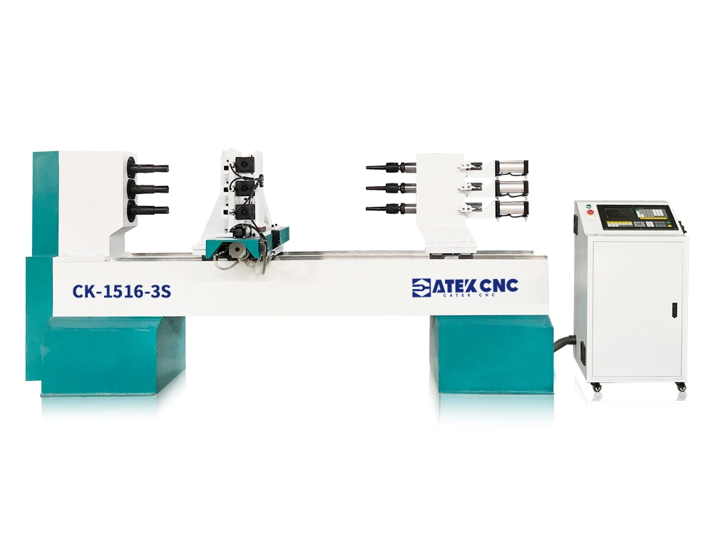 3-Station CNC Woodworking Lathe with Turning and Engraving 3-Station CNC Woodworking Lathe with Turning and Engraving