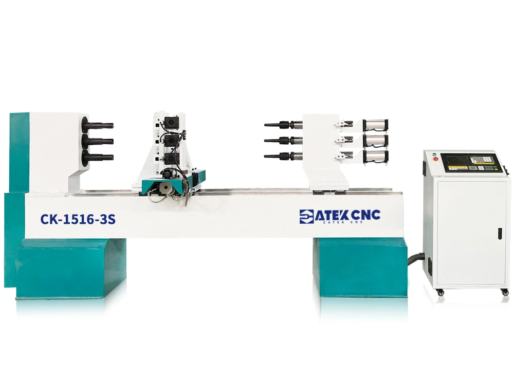 3-Station CNC Woodworking Lathe with Turning and Engraving 3-Station CNC Woodworking Lathe with Turning and Engraving
