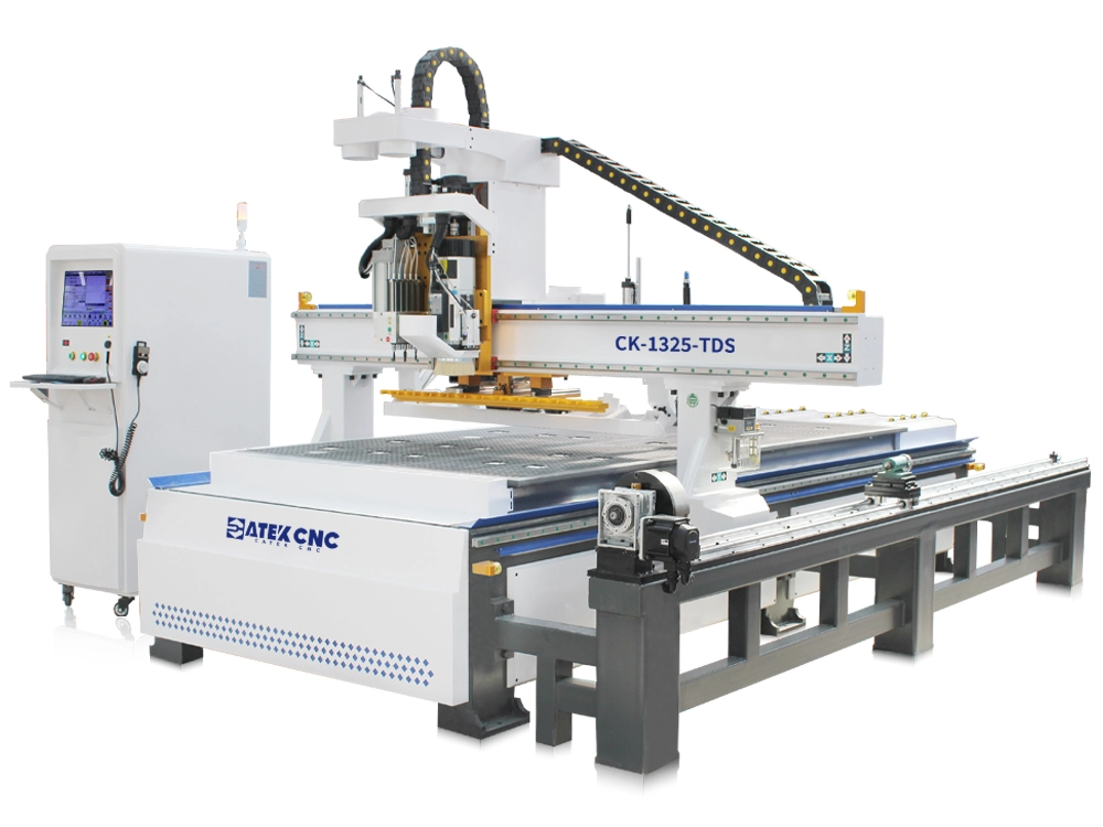 Linear ATC Nesting Machine with Drilling Bank and 3D Rotary Axis Linear ATC Nesting Machine with Drilling Bank and 3D Rotary Axis