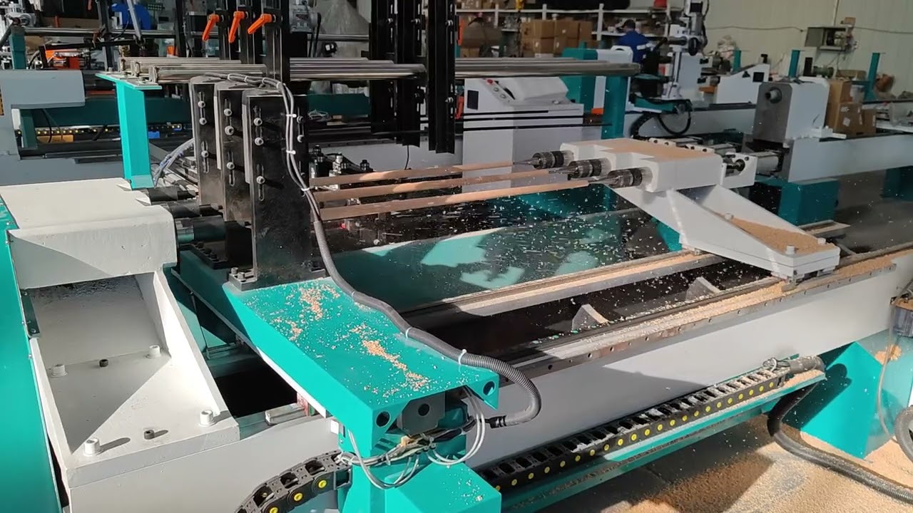 Automatic Loading and Unloading 3-Station Pool Cue Milling Lathe Automatic Loading and Unloading 3-Station Pool Cue Milling Lathe