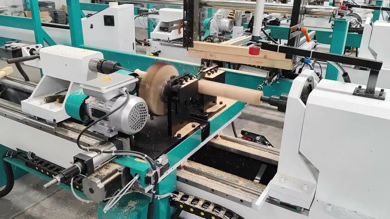 Double-Knife CNC Wood Lathe with Automatic Feeding for Roman Column Double-Knife CNC Wood Lathe with Automatic Feeding for Roman Column