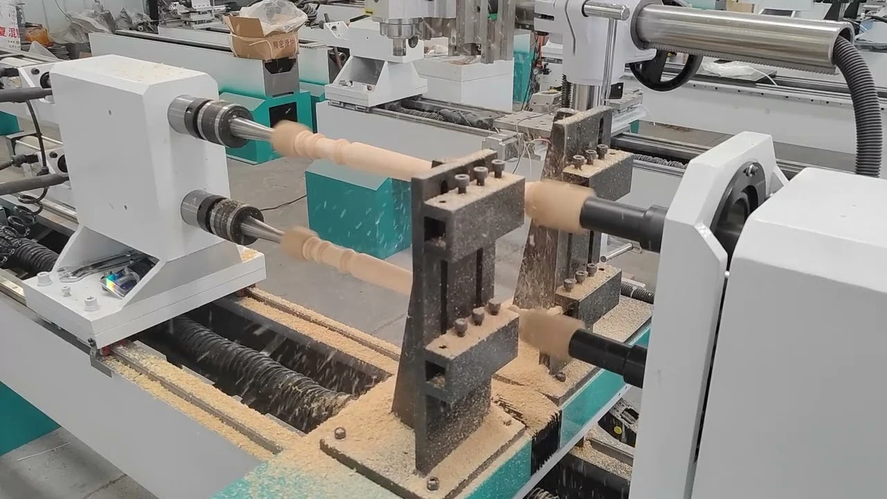 2-Station Four-Axis Linkage CNC Wood Engraving Lathe 2-Station Four-Axis Linkage CNC Wood Engraving Lathe