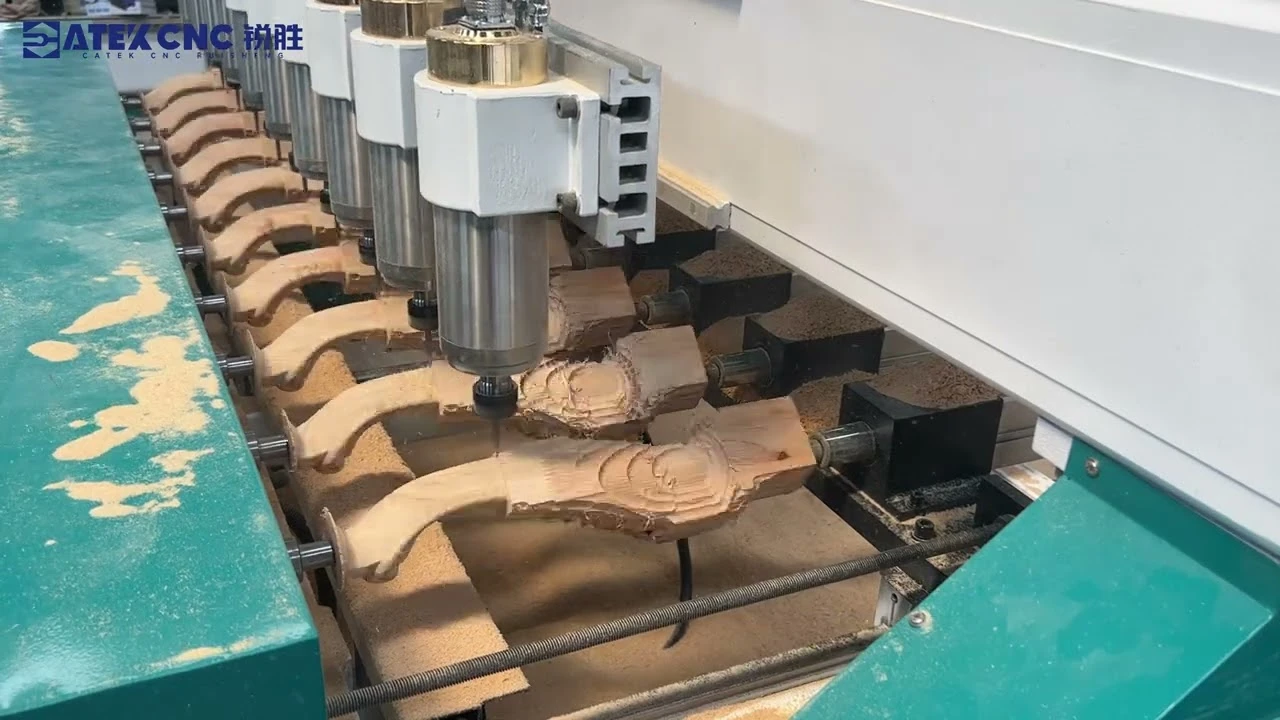 Multi-Head CNC Wood Router for Batch 3D Carving