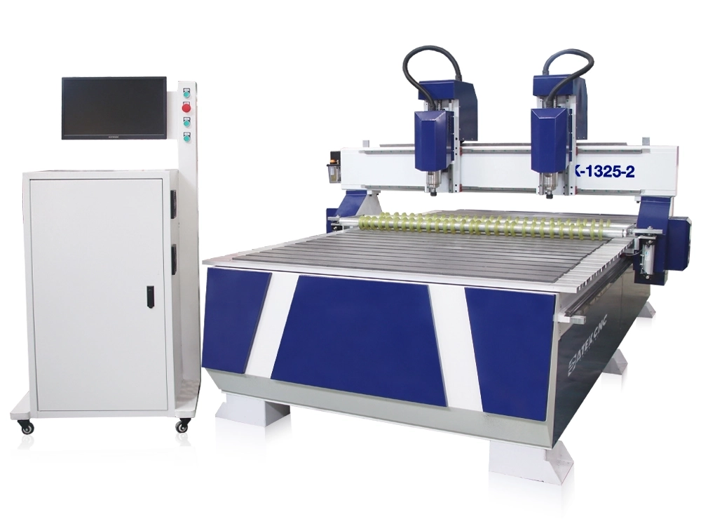 CNC Router With Two Independently Controlled Spindles and Pneumatic Roller CNC Router With Two Independently Controlled Spindles and Pneumatic Roller
