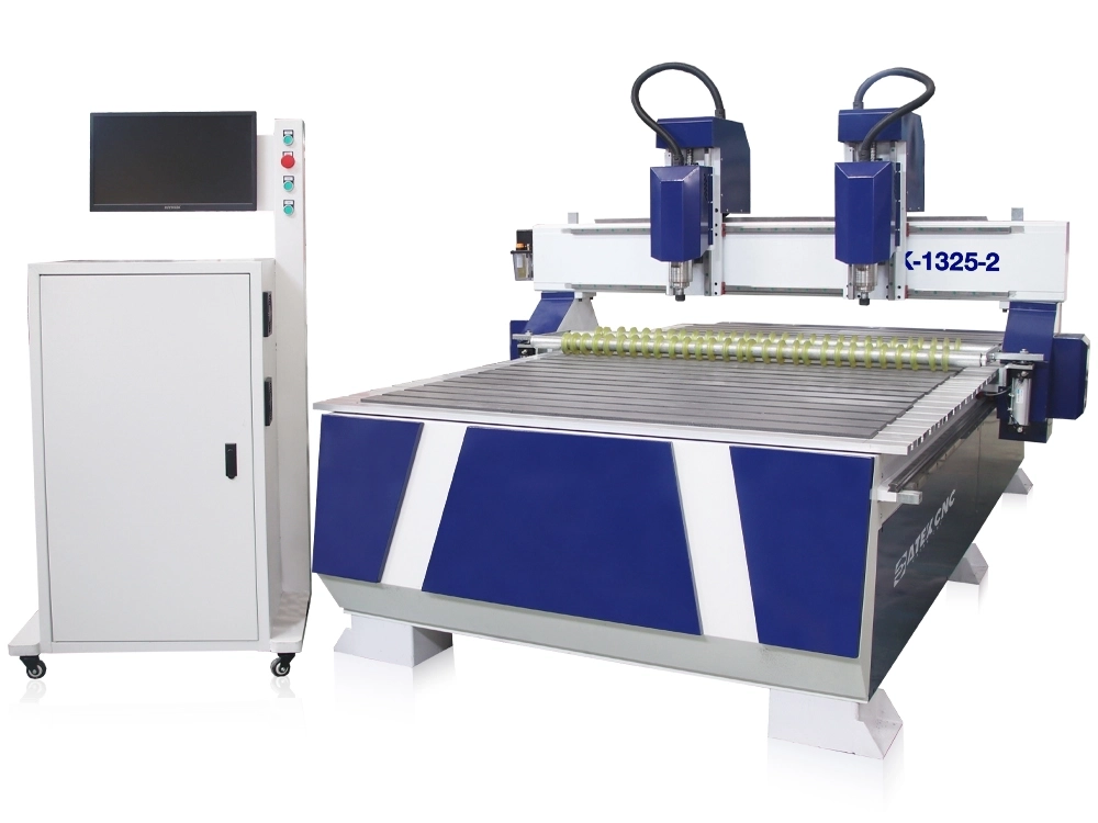 CNC Router With Two Independently Controlled Spindles and Pneumatic Roller CNC Router With Two Independently Controlled Spindles and Pneumatic Roller